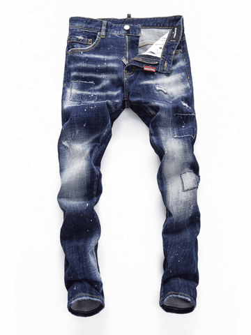 Washed Ripped Patch Jeans