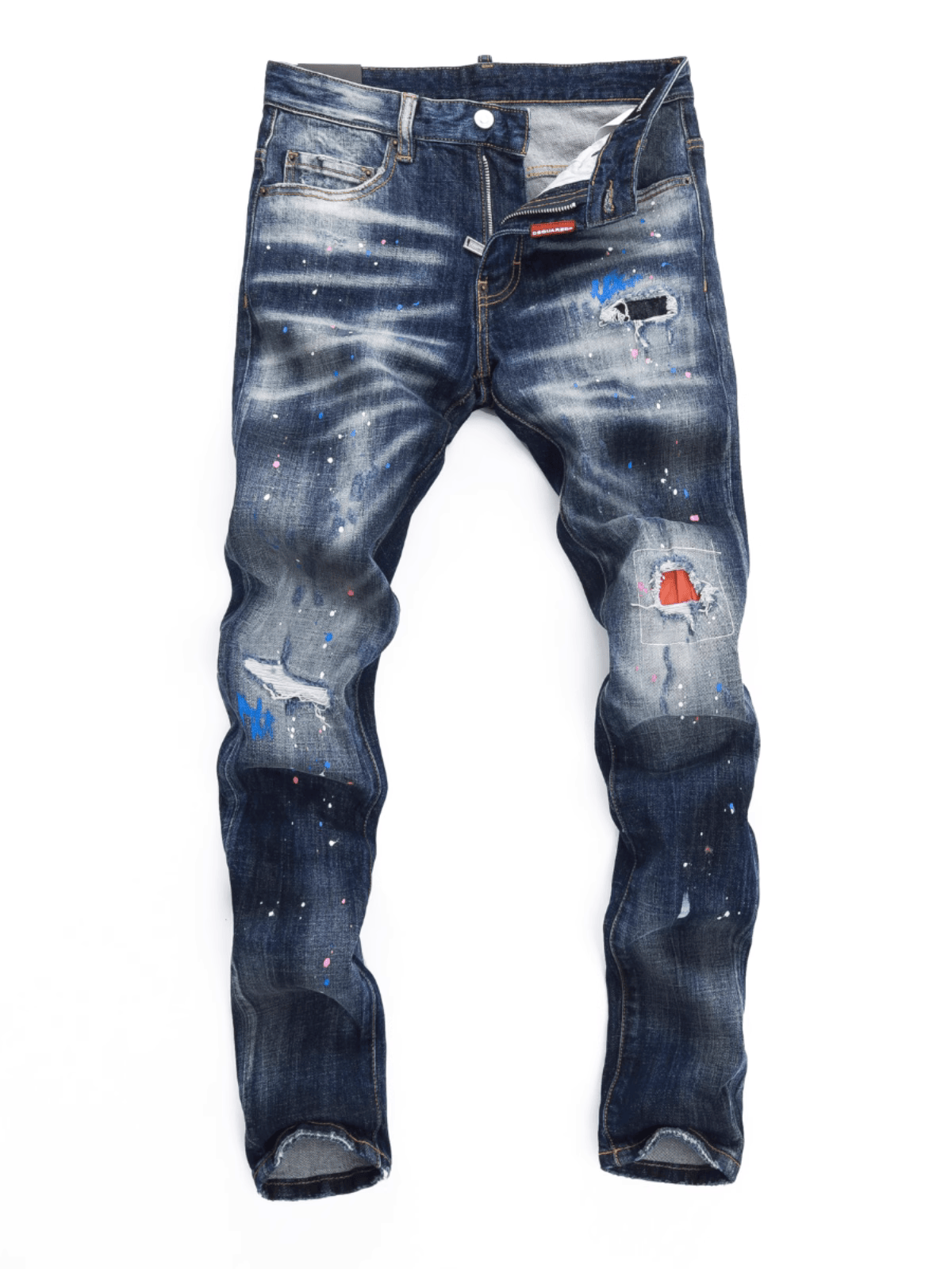 Washed White Patch Jeans