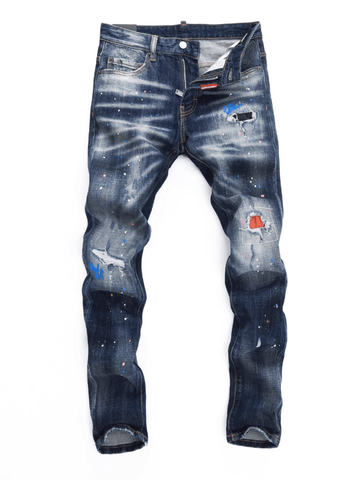 Washed White Patch Jeans