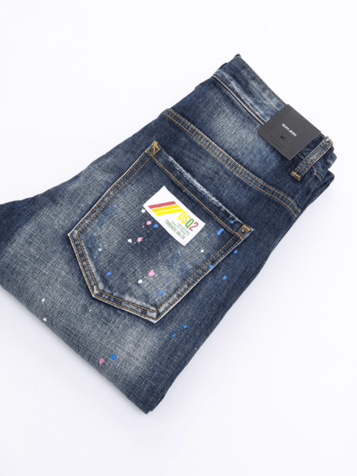 Washed White Patch Jeans