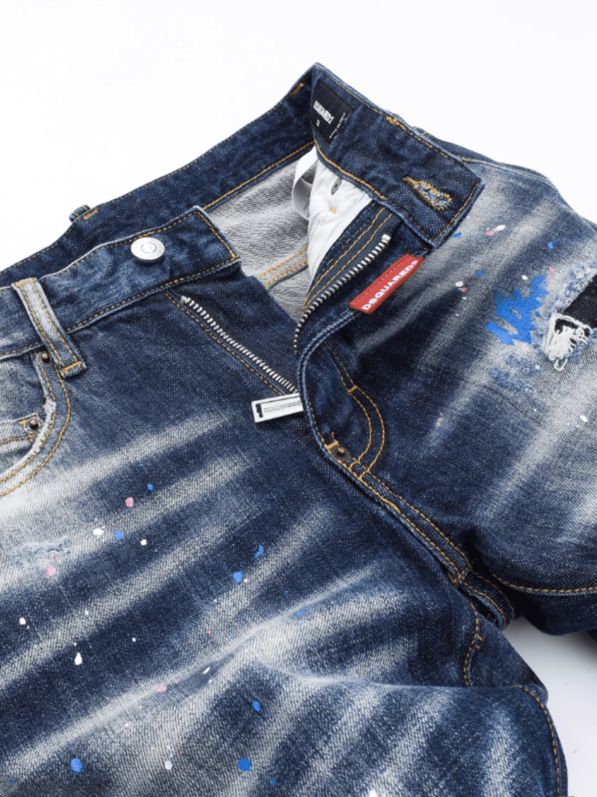 Washed White Patch Jeans