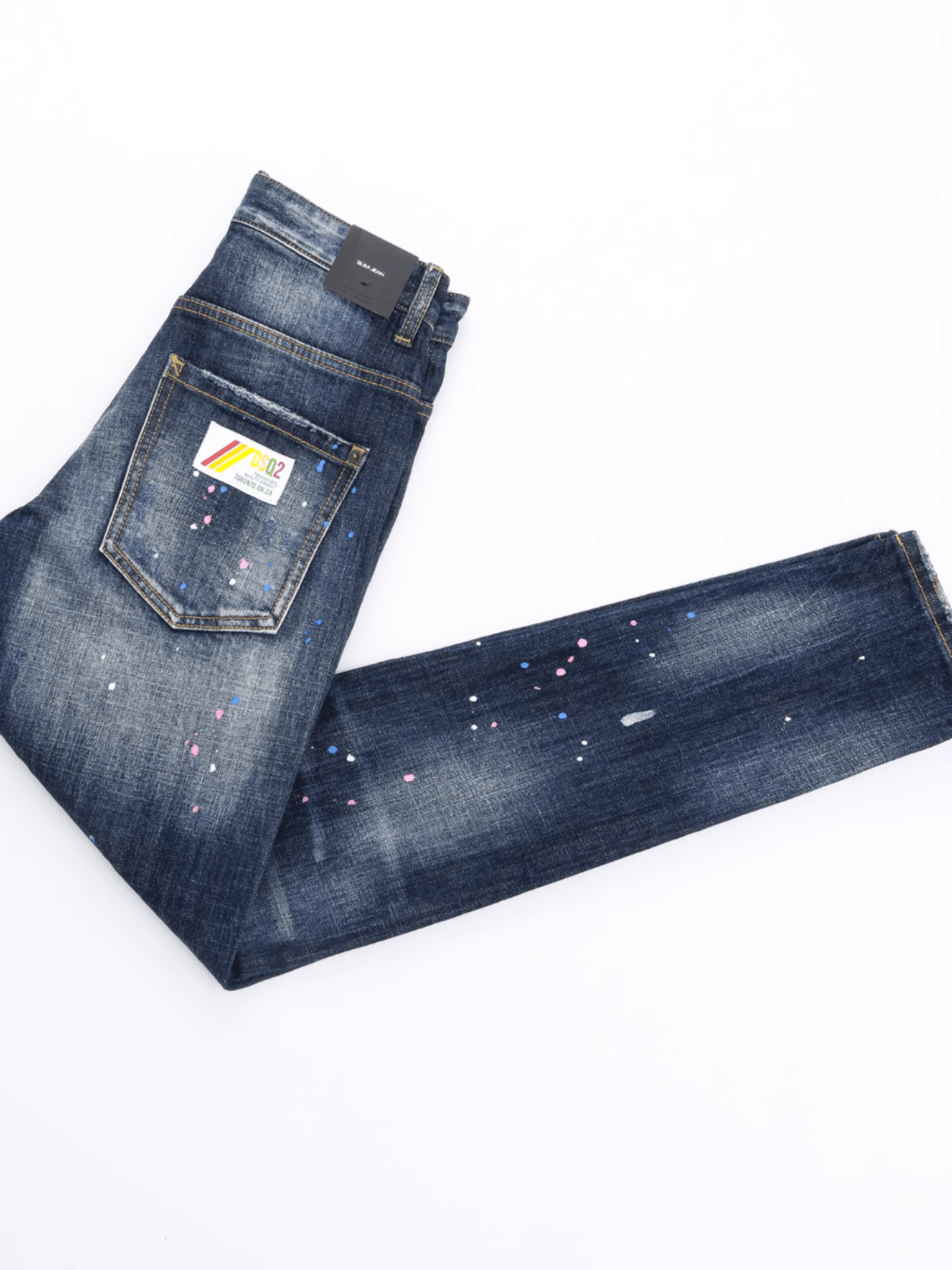 Washed White Patch Jeans