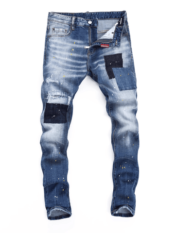 White Hole Patch Jeans