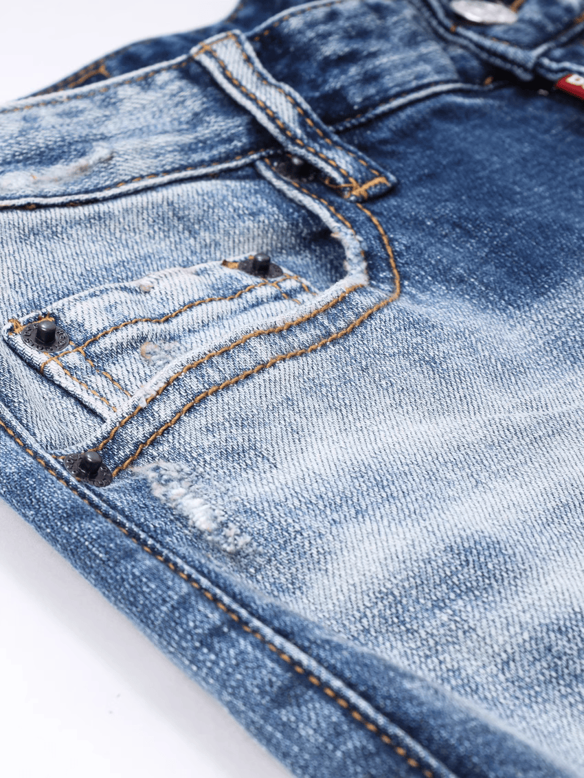 White Hole Patch Jeans