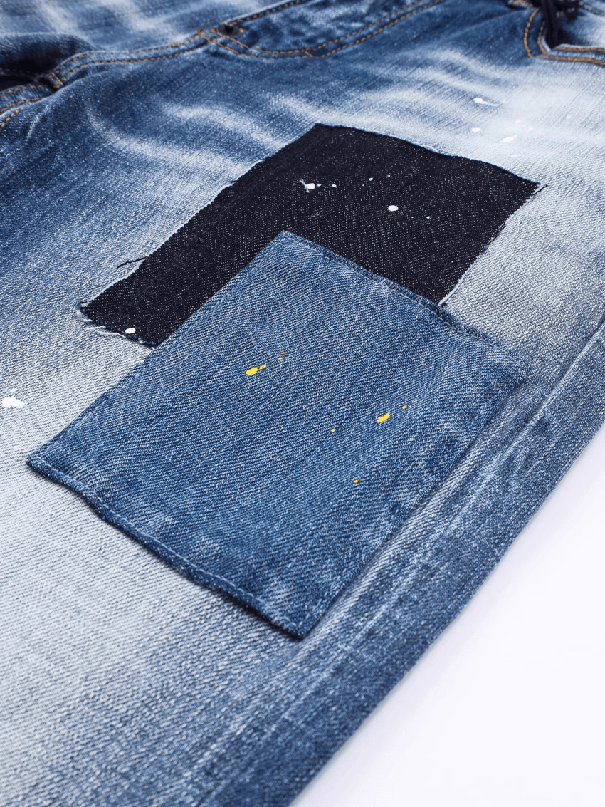 White Hole Patch Jeans