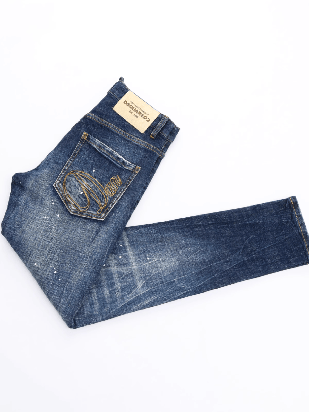 Washed Blue Patch Jeans