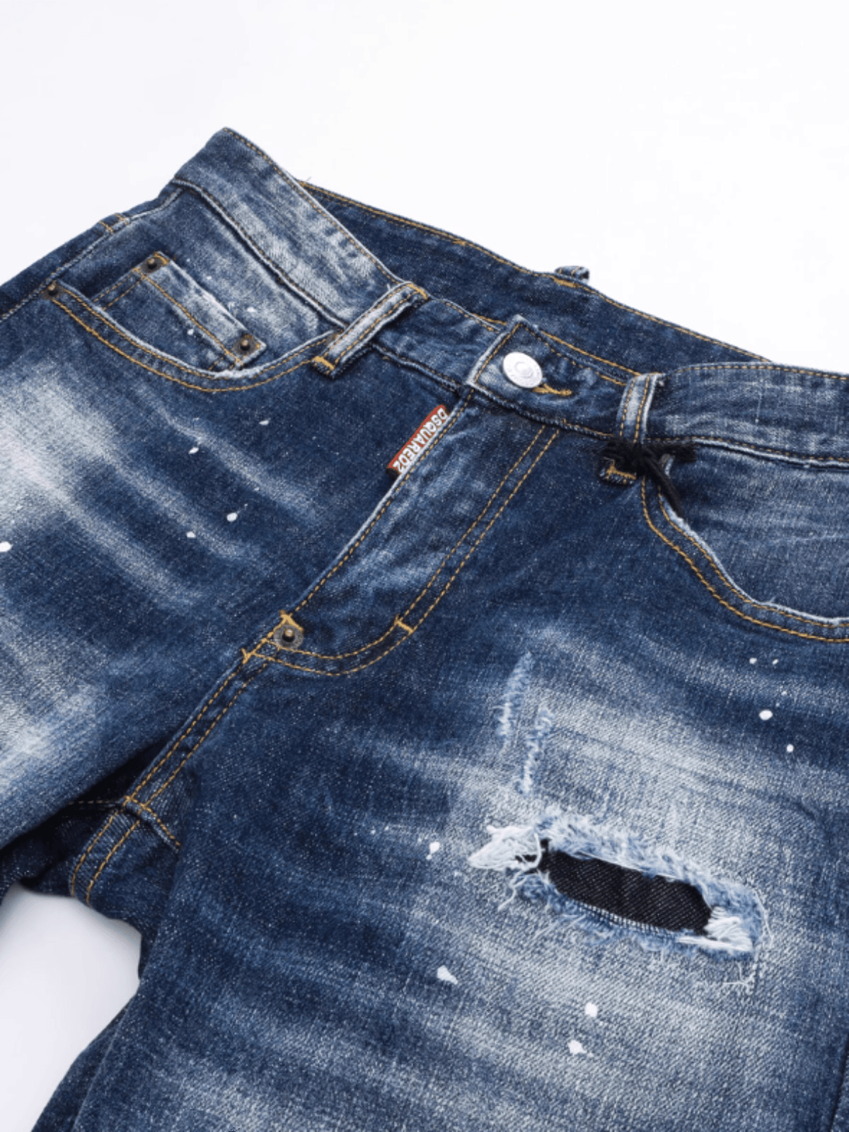 Washed Blue Patch Jeans