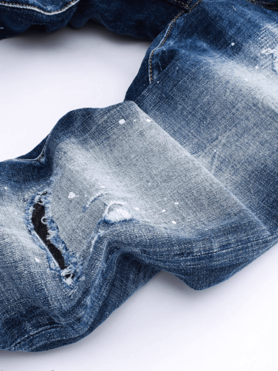 Blue Ripped Paint Jeans