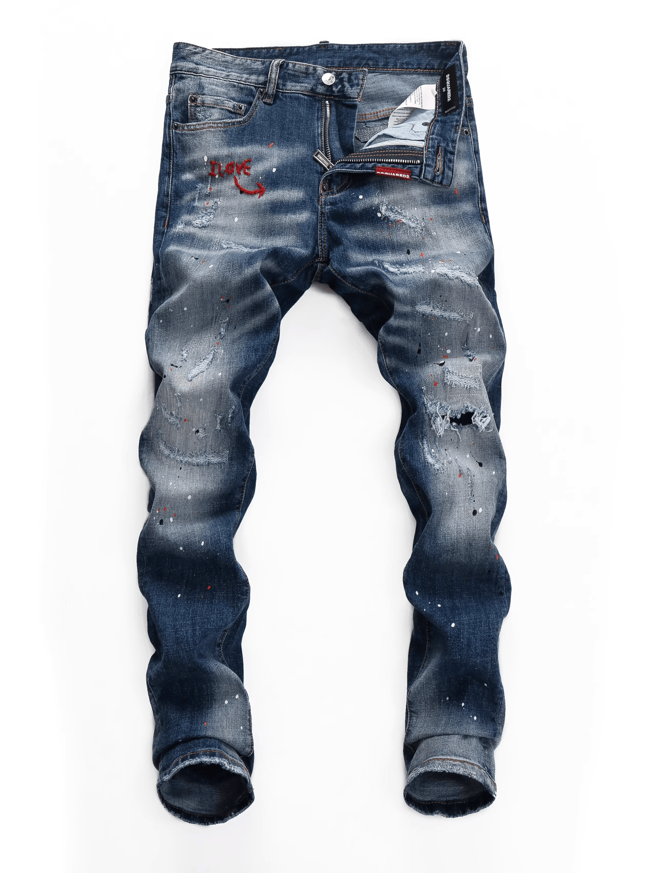 Blue Denim Paint Jeans