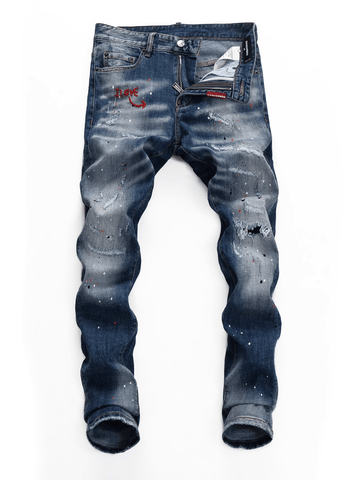 Blue Denim Paint Jeans