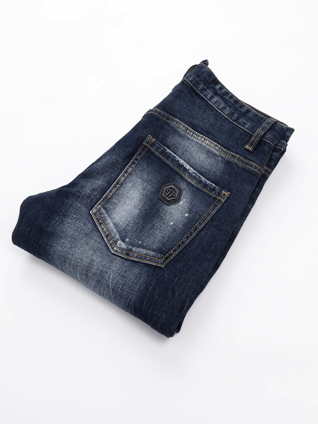 Dark Blue White Classic Jeans