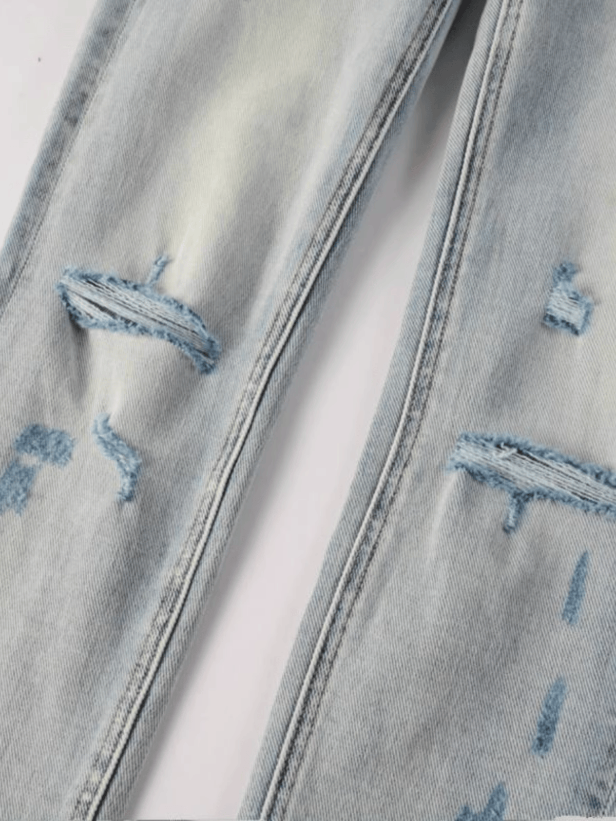 Ice Wash Distressed Jeans