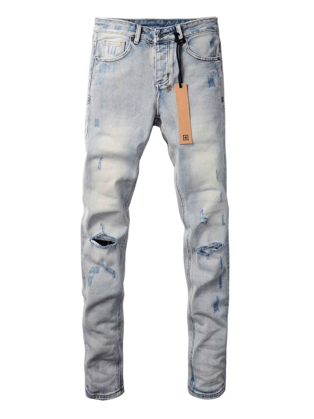 Ice Wash Distressed Jeans