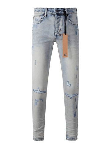 Ice Wash Distressed Jeans